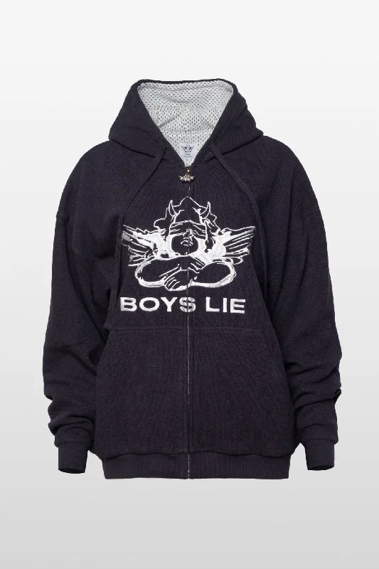 Boys Lie Guarded Angel Interlock Harley Zip-Up Hoodie Dynamic Women's Moto