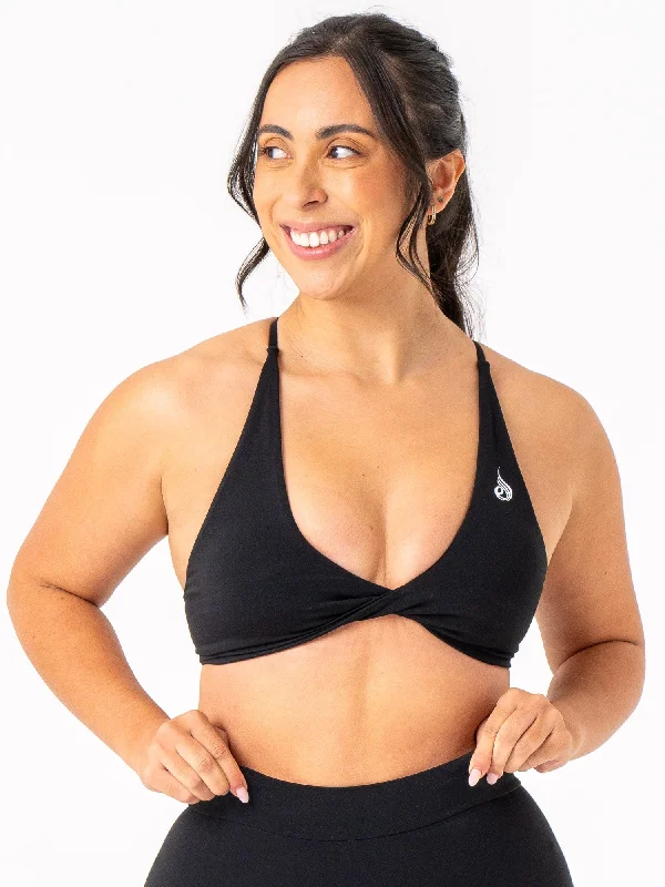 NKD Twist Sports Bra - Black Classic Women's Pin - striped