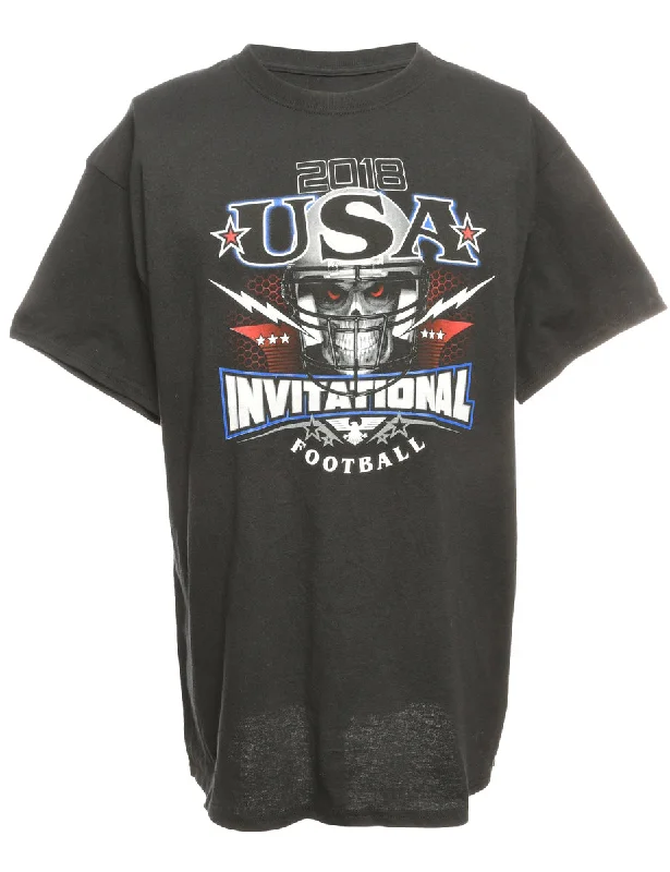 USA  Invitational Football Sports T-shirt - L Youthful Women's Anime - inspired