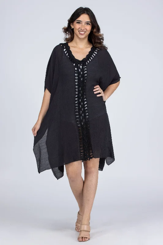 Walk in the Sun Women's Crochet Short Sleeve Kimono Trendy Women's Oversized