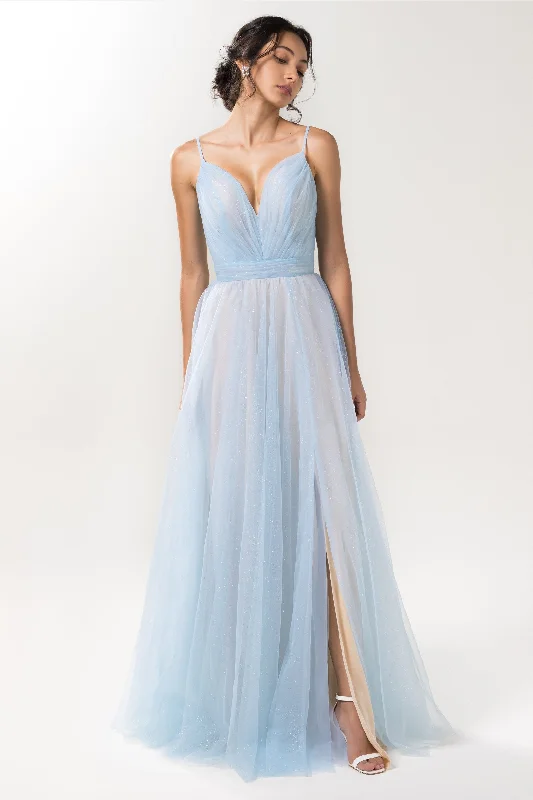 A-Line Floor Length Sparkling Tulle Bridesmaid Dress Formal Dresses CB0613 Luxurious Women's High -  end