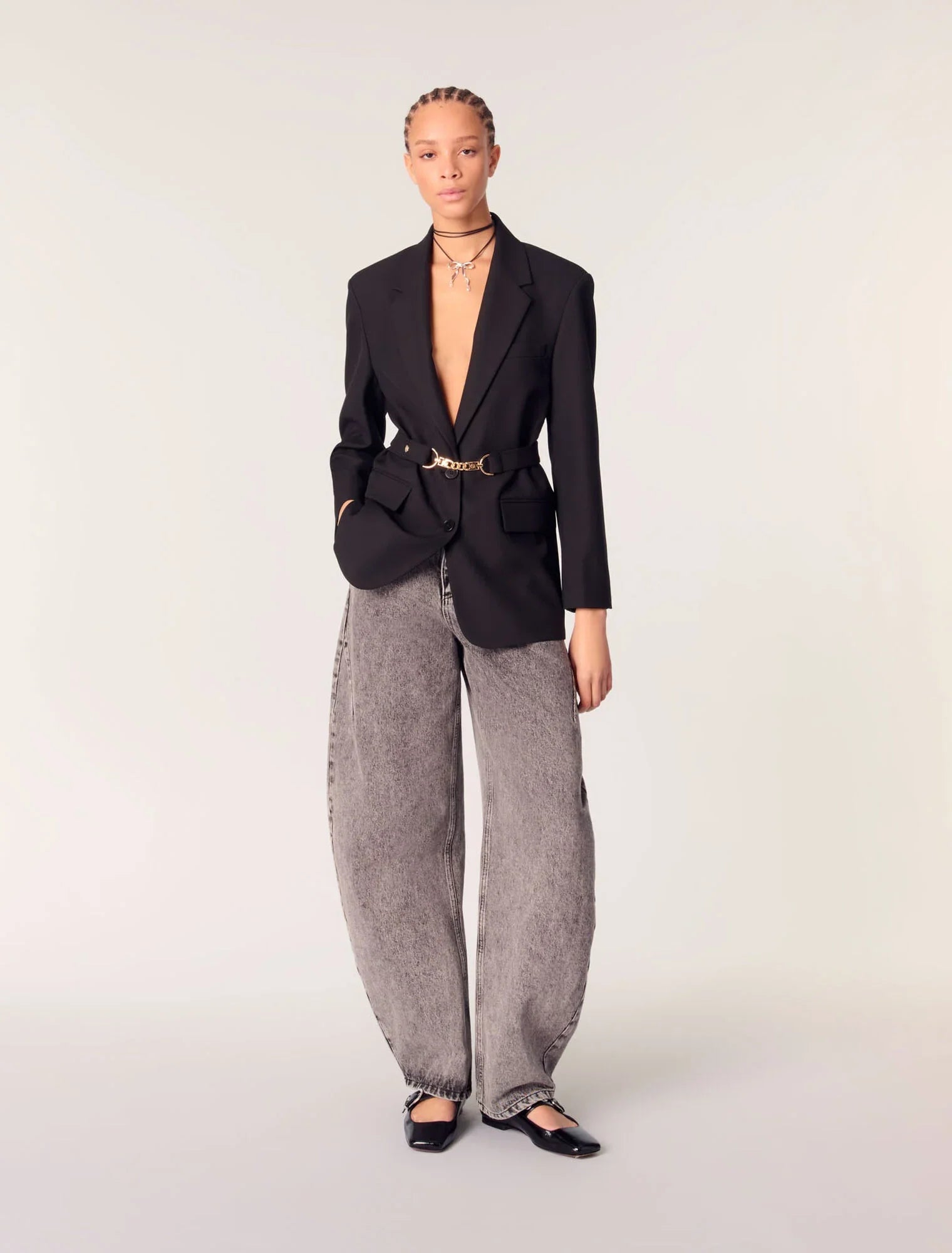 Belted suit jacket Hip Women's Retro