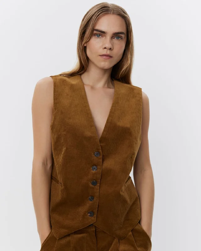 BELMASW VEST - Mustard Sophisticated Women's Tailored