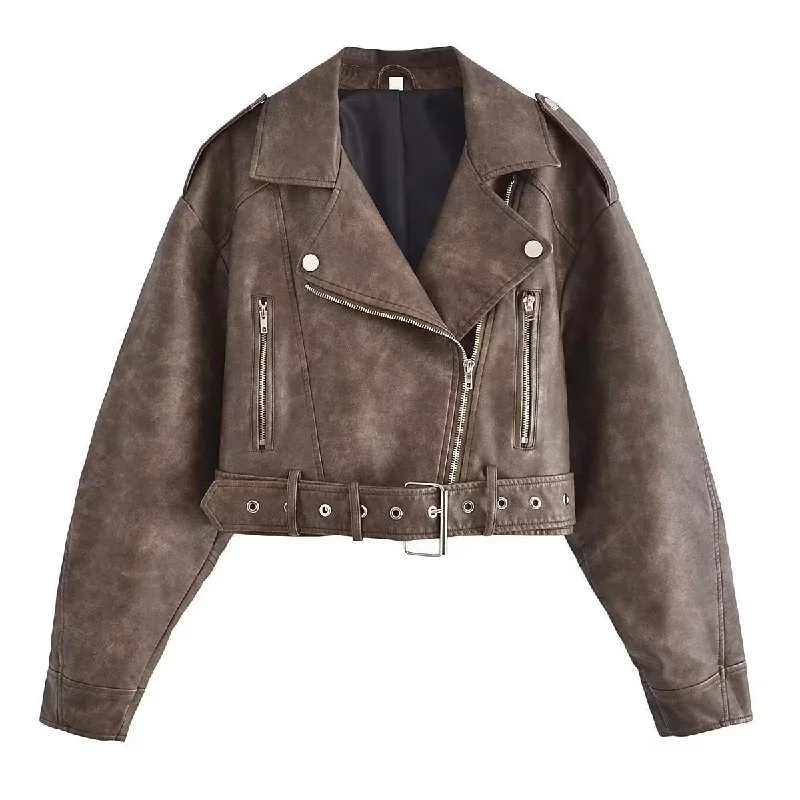 Women's Washable Gradient Leather Jacket Contemporary 