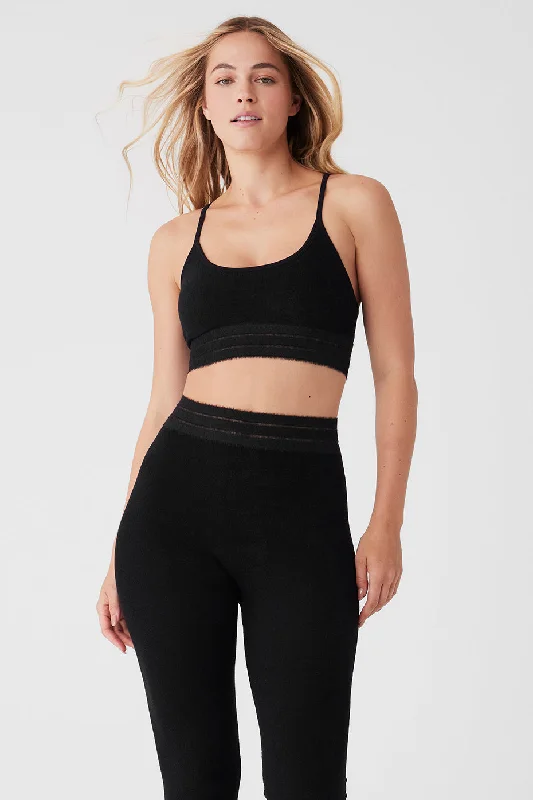 Seamless Luxe Terry Cuddle Bra - Black Preppy Women's College