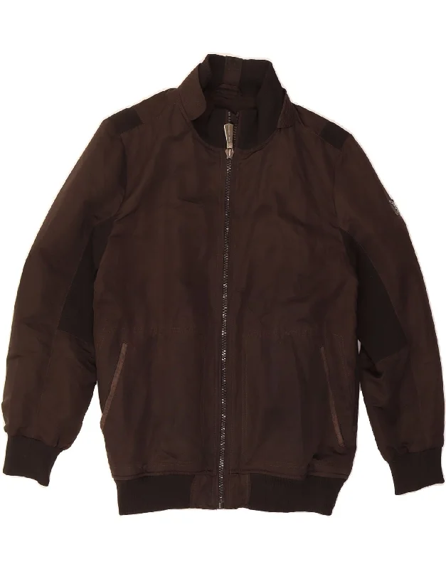 TRUSSARDI Womens Bomber Jacket UK 16 Large Brown Polyester