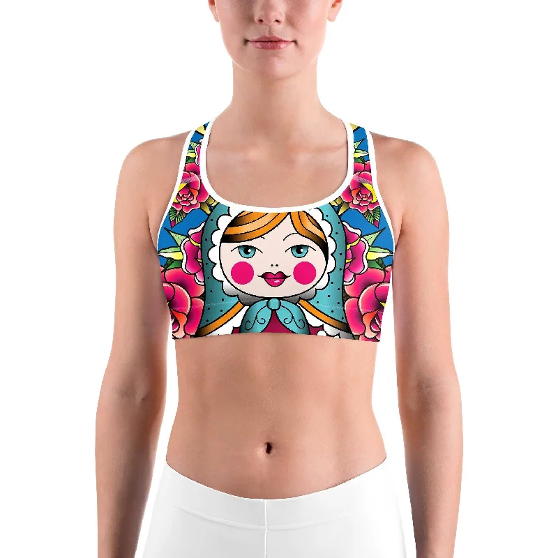 Russian Matryoshka Doll Sports bra Contemporary 