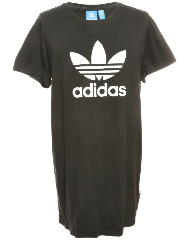 Adidas Printed Black & White T-shirt - L Unique Women's Upcycled
