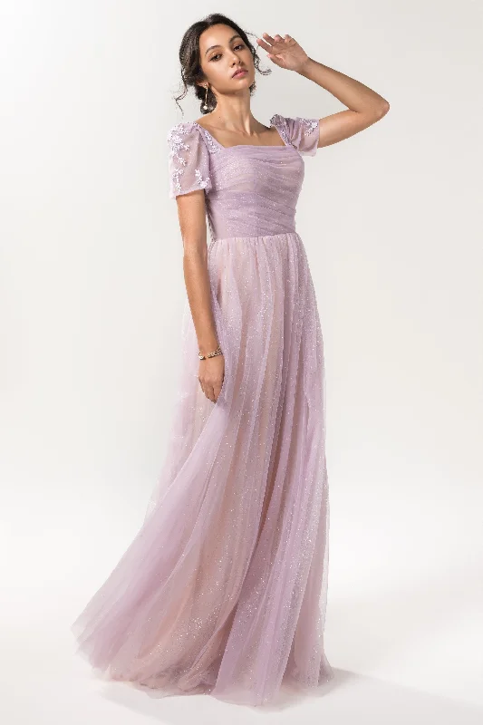 A-Line Floor Length Sparkling Tulle Bridesmaid Dress Formal Dresses CB0617 Australian Beach
