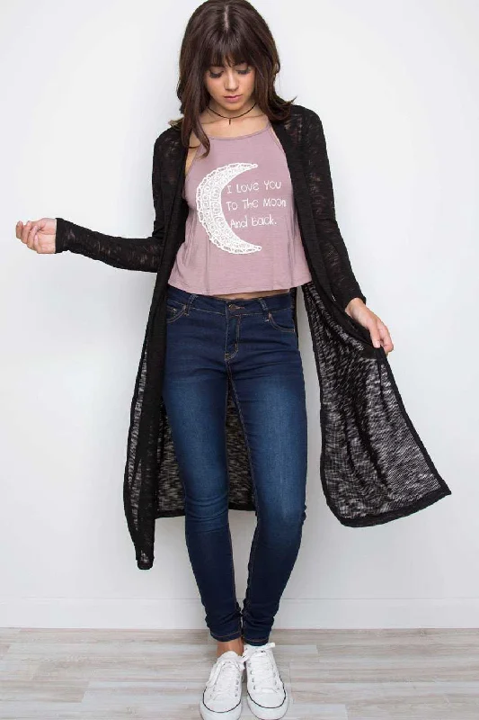 Waverly Knit Cardigan - Black Polished Women's Silk