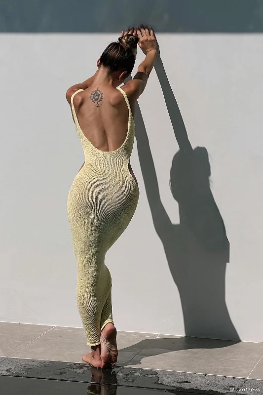 Shae Scoop Neck Knit Midi Dress - Lemon Dapper Women's Bow - adorned