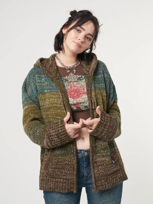 Iris Oversized Knitted Zip-Up Hoodie Cashmere