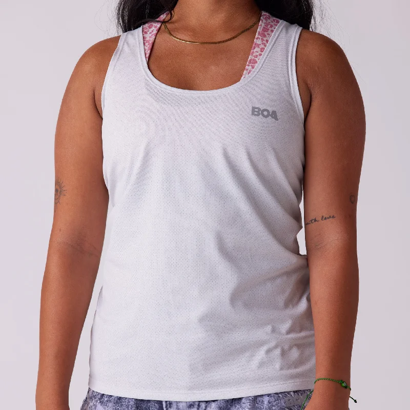 Women's Vapor Lite Tempo Tank - Heather Vintage Wht Compression