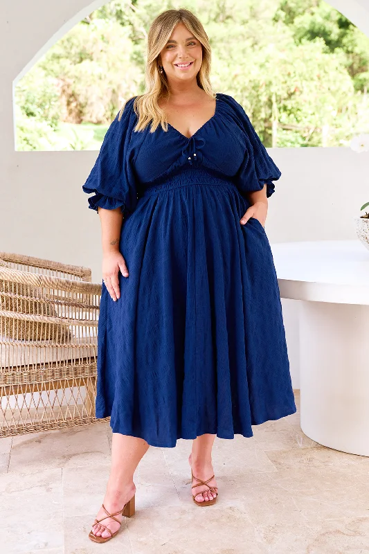 Jade Midi Dress Navy