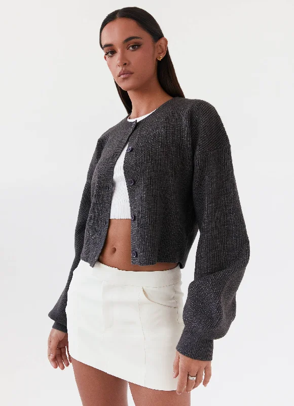 Daphne Knit Cardigan - Charcoal Refined Women's Classic 