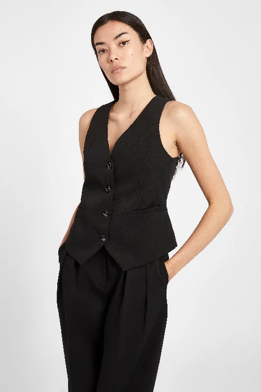 Boxy Waistcoat - Black Cashmere