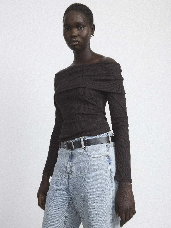 The Off Shoulder Top in Espresso Refined Women's Hand - crafted