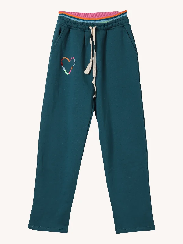 Heart Embroidered Joggers Monochromatic All - in - one