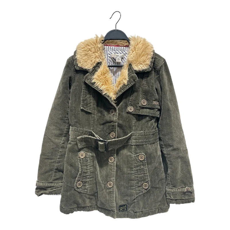 RIP CURL/Trench Coat/XS/Suede/GRN/ Preppy Women's College