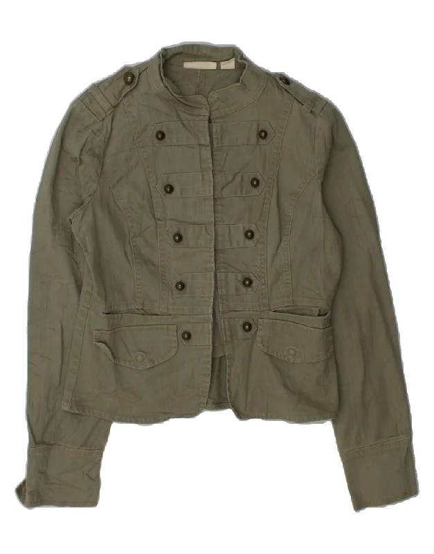 DKNY Womens Military Jacket UK 14 Medium Green Cotton Vacation