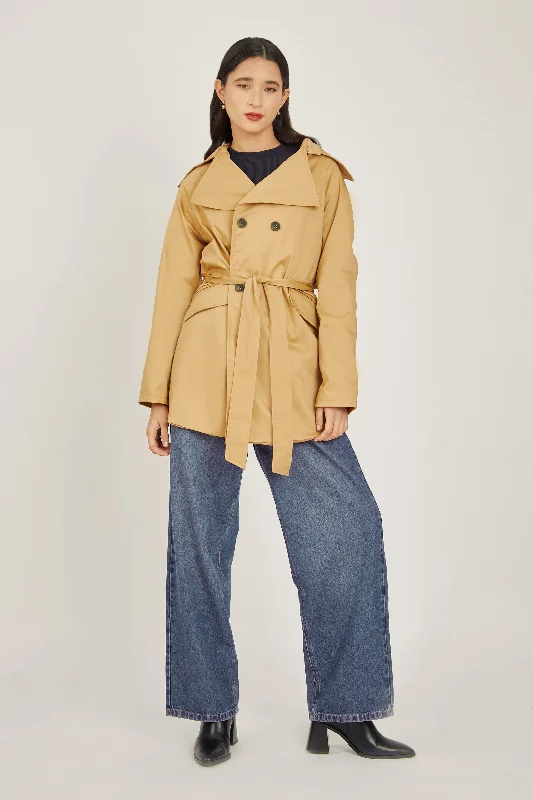 Trench coat corto drill - Beige Trendy Women's 