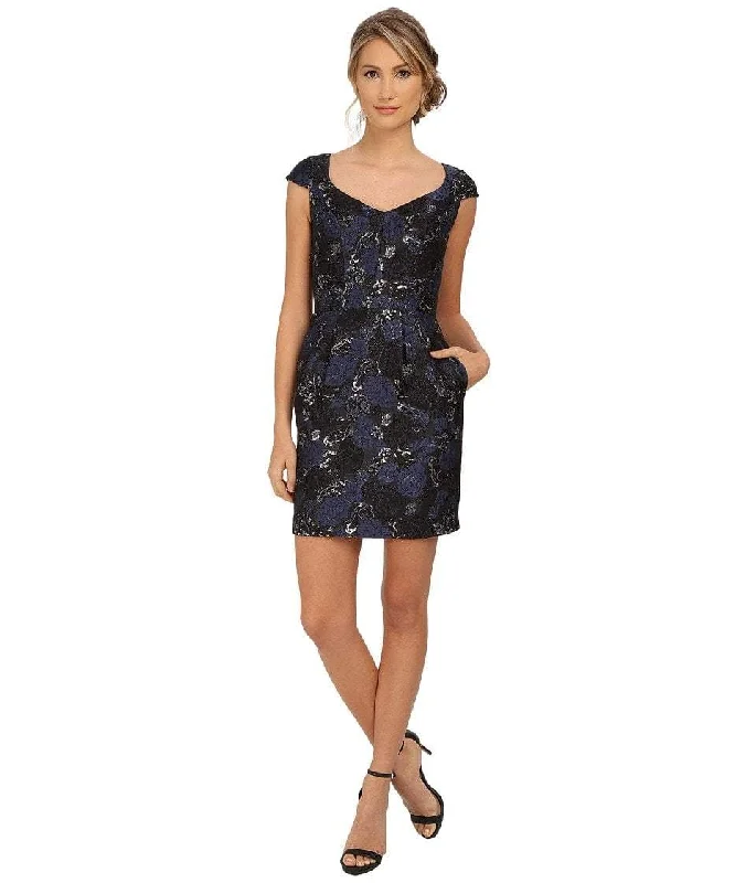 Aidan Mattox - Floral V-Neck Column Dress 151A10820 Earthy Women's Hemp - based