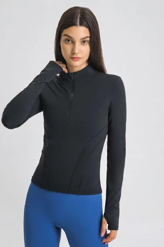 HALF-ZIP LONG TOP Refined Women's Hand - crafted