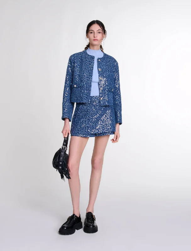 Sequinned tweed jacket Relaxed Women's Beachy