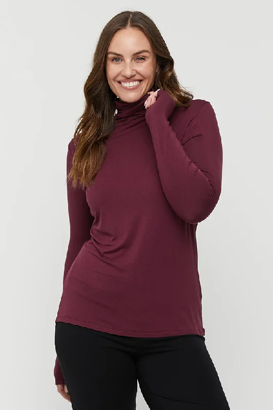 Bamboo Turtle Neck - Burgundy Athletic Women's 