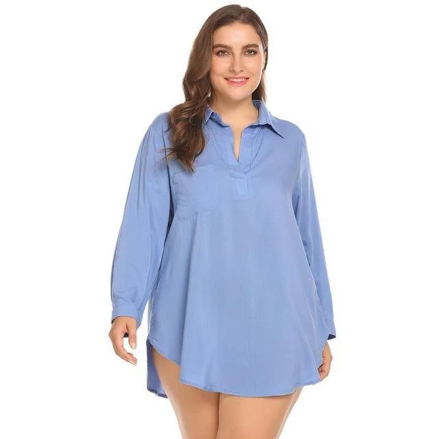 ANALUKE Sexy Cover Ups Pullovers Long Sleeve Blouse Casual Women's Loose - fitting