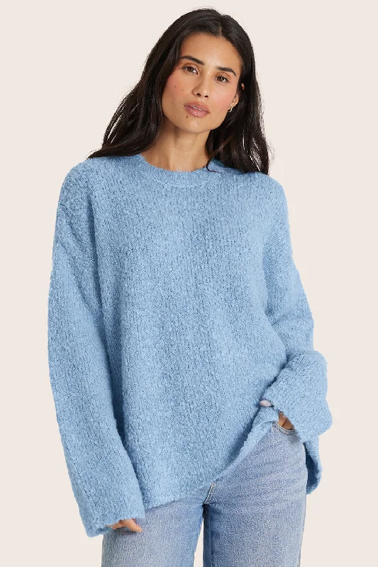 BOUCLÉ OVERSIZED CREWNECK SWEATER - IRIS Trendy Women's 