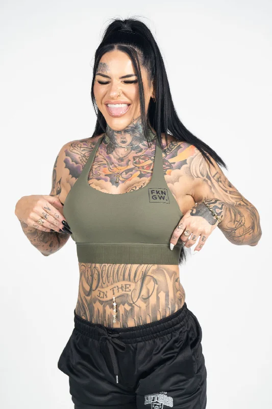 Venom | Women's Gym Sports Bra Crop Top | Khaki Refined Women's Classic 