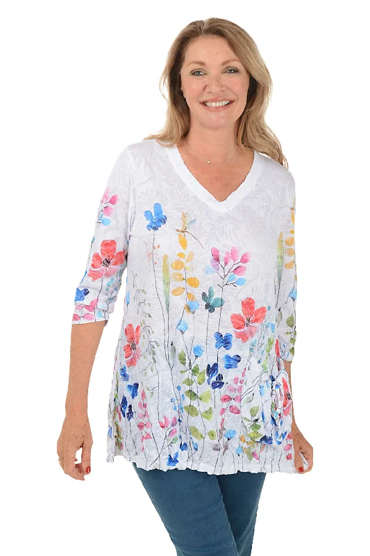 Dragonfly Crinkle Pocket Tunic Unique Women's Upcycled