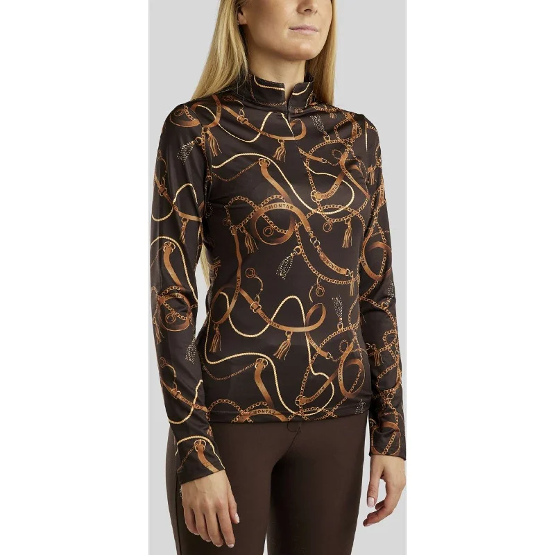 Montar Polo Haily Bridle Print Longues Manches Marron Rugged Women's Outdoor 