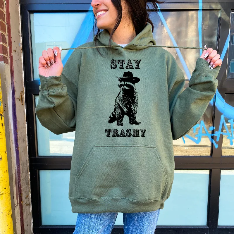 Stay Trashy Racoon Cowboy  Gildan Crewneck or Hoodie Sweatshirt *UNISEX FIT*