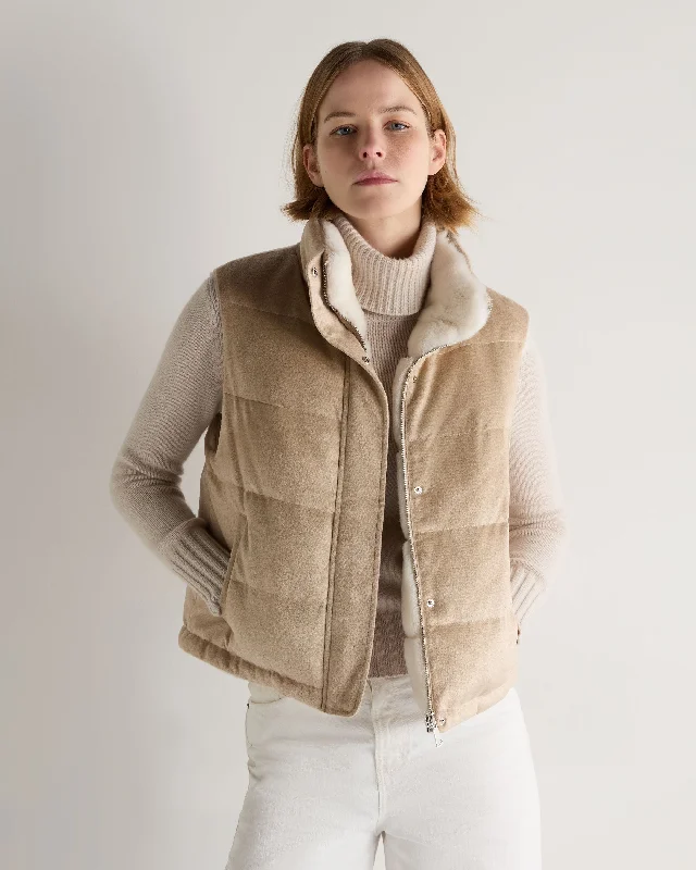 Women's Reversible Rex Gilet Sand Brown Elegant Women's Formal 
