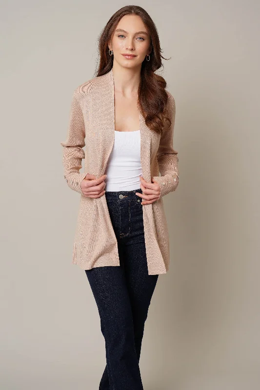Open Cardigan with Shell Button Sharp Women's Italian