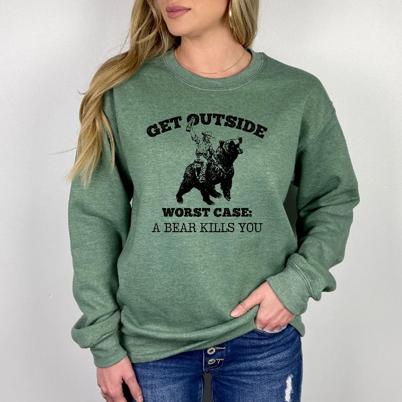 Hilarious Get Outside Bear Gildan Crewneck or Hoodie Sweatshirt *UNISEX FIT*