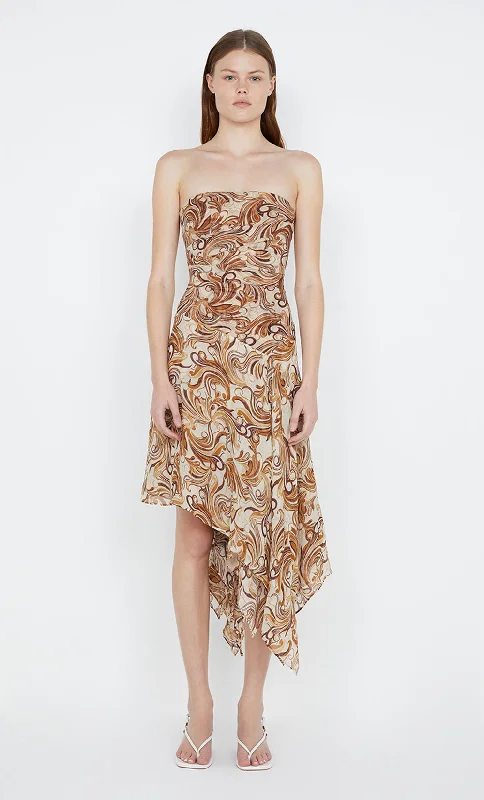 JOCELYN STRAPLESS DRESS - CREAM SWIRL Practical Women's Quick - dry