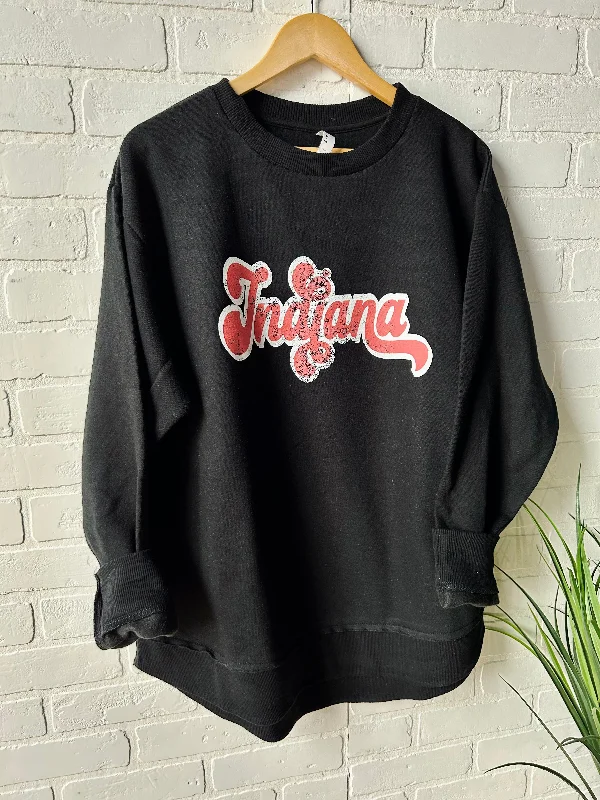 Black Indiana Crewneck Geometric