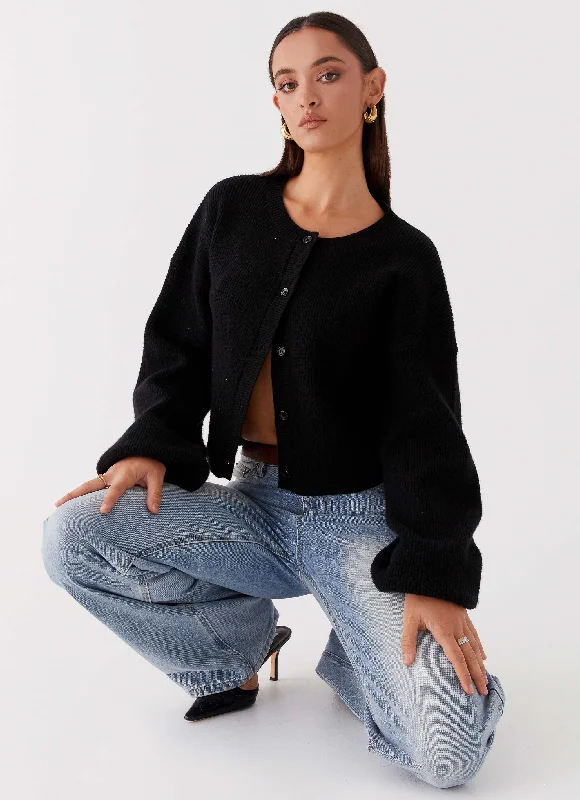 Daphne Knit Cardigan - Black Minimalist Women's Casual