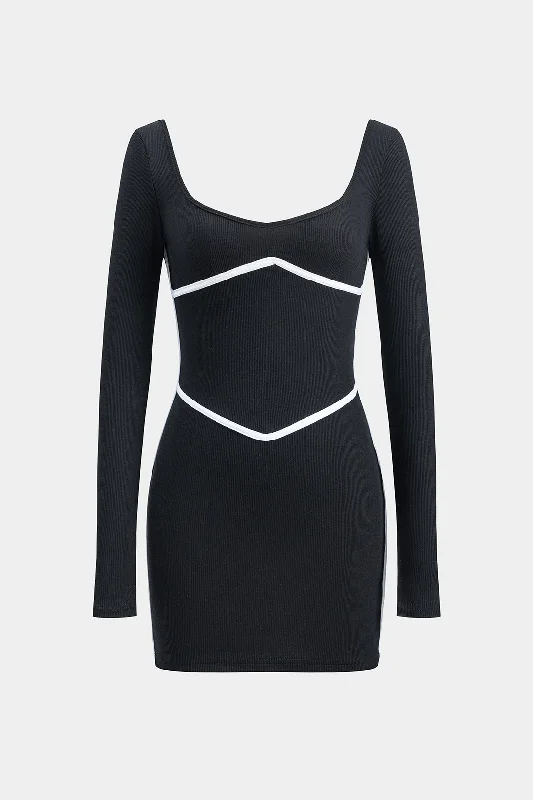 Contrast Long Sleeve Mini Dress garde