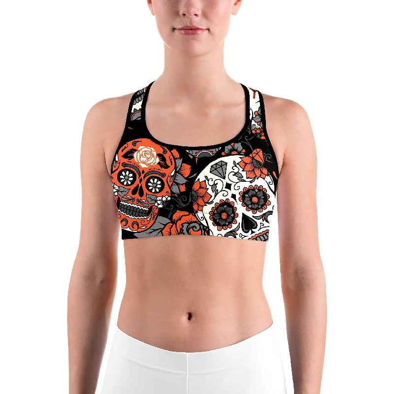 Orange Sugar Skull Sports bra Cashmere