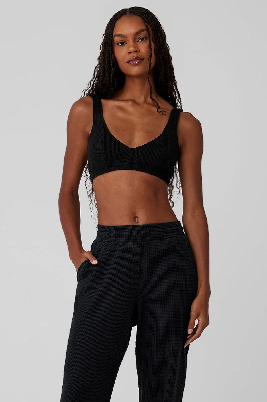 Waffle Weekend Escape Bra - Black Luxurious Women's High -  end