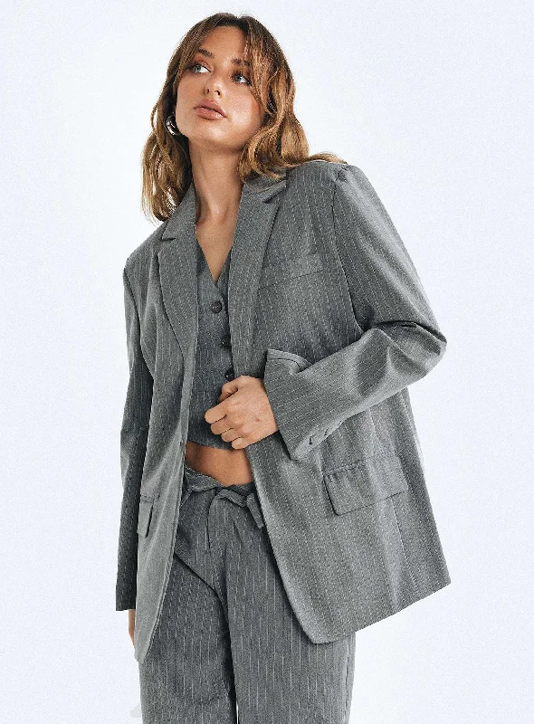 Purley Pinstripe Blazer Grey Rugged Women's Outdoor 