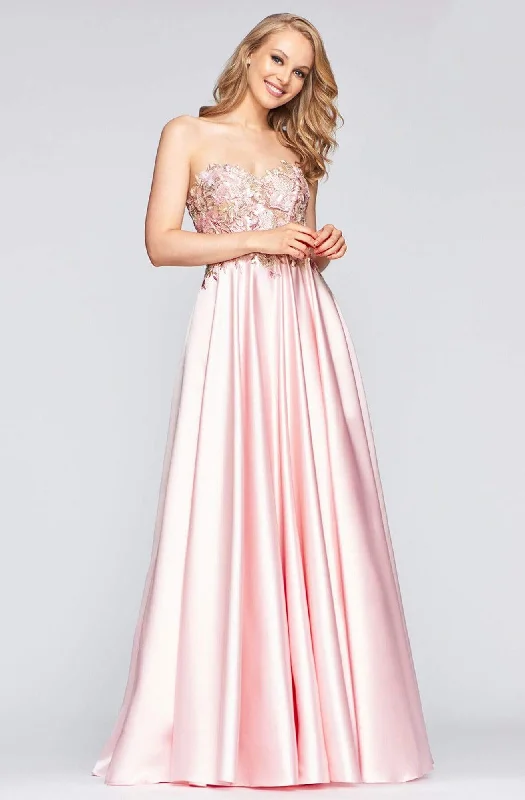 Faviana - S10443 Charmeuse Strapless Long Dress Laid - back Women's Style