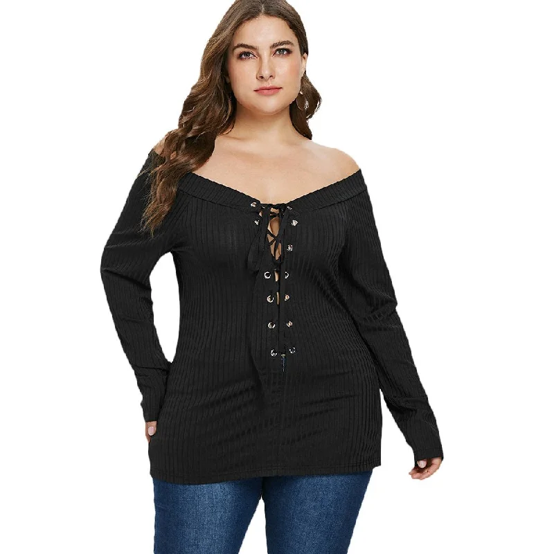 ANALUKE Sexy Up Off Shoulder Long Sleeve Blouse Refined Women's Velvet