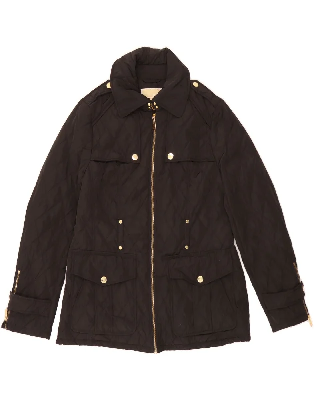 MICHAEL KORS Womens Quilted Jacket UK 14 Medium Black Polyester Women