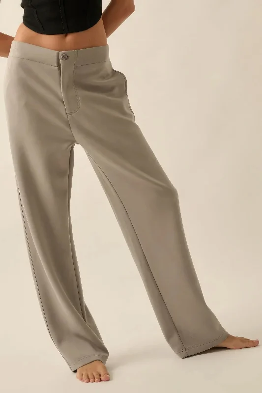 Premium Scuba High Waist Button Zip Up Fly Pants Traditional Women's 