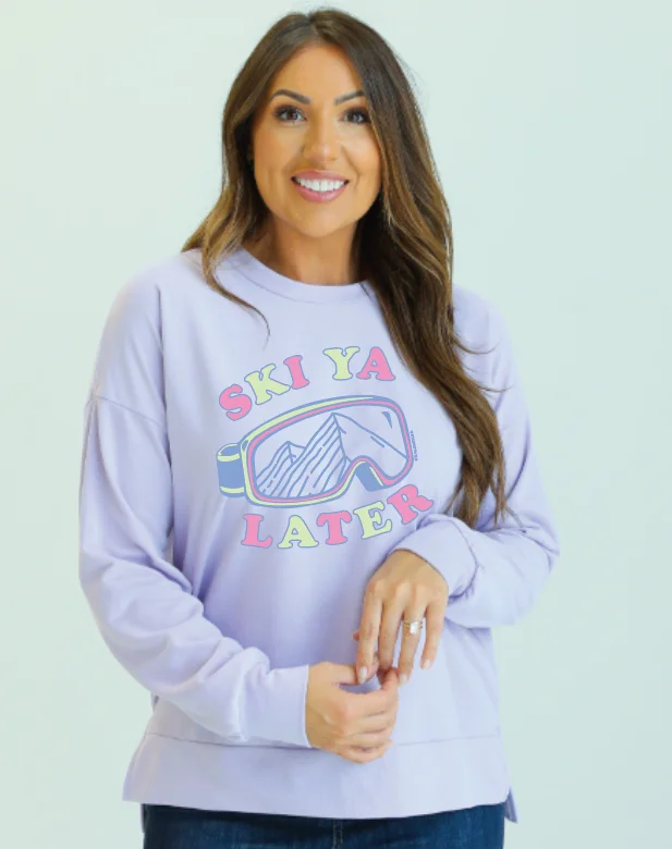 Ski Ya French Terry Sweatshirt in Purple Elegant Women's Formal 